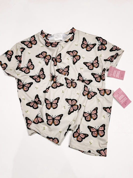 2T Sage Butterflies Oversized Tee & Bikers