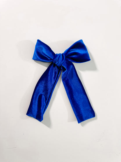 Navy Blue Velvet Long Tail Bow