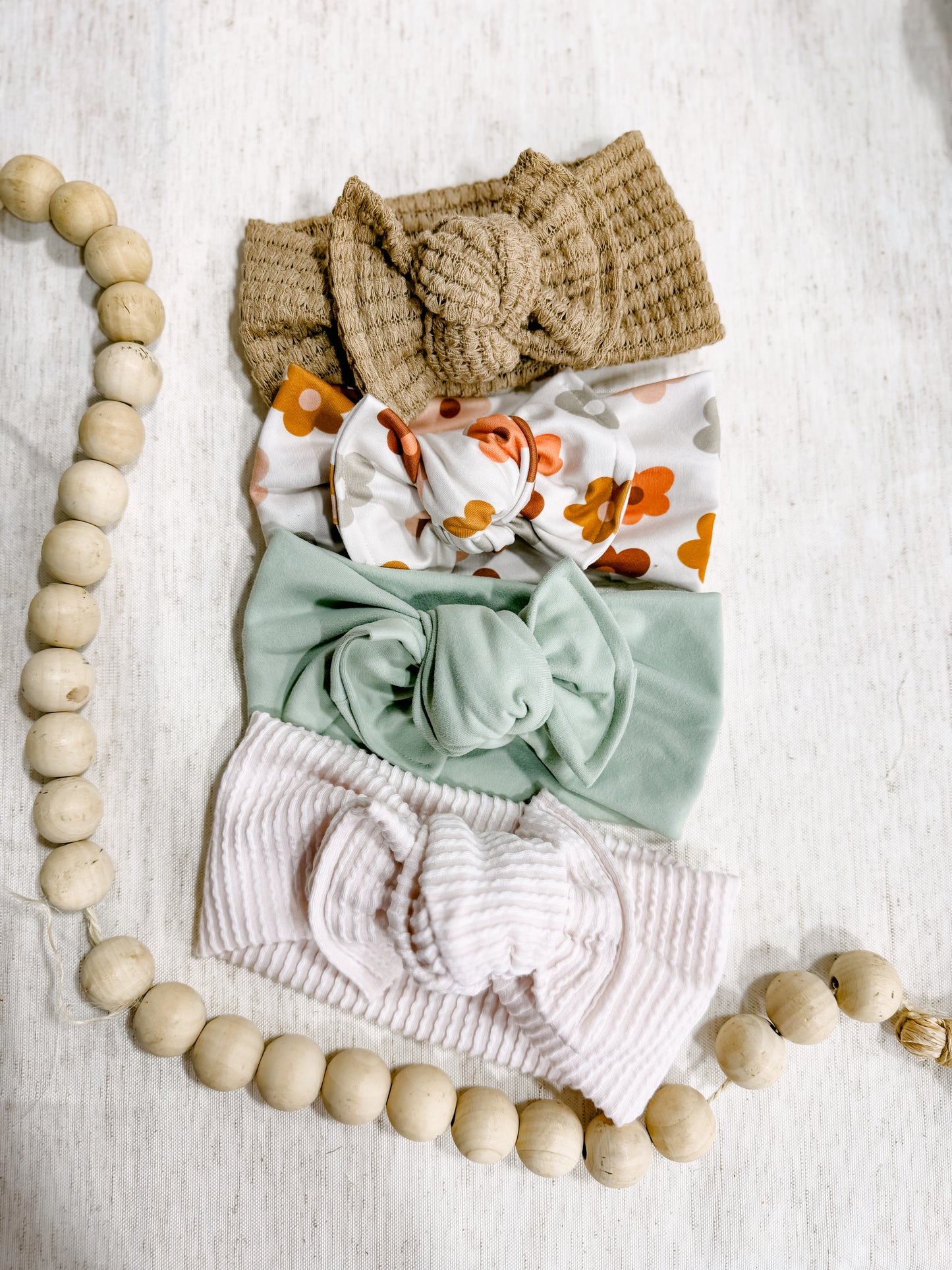 Green Neutral Baby Tie Headbands