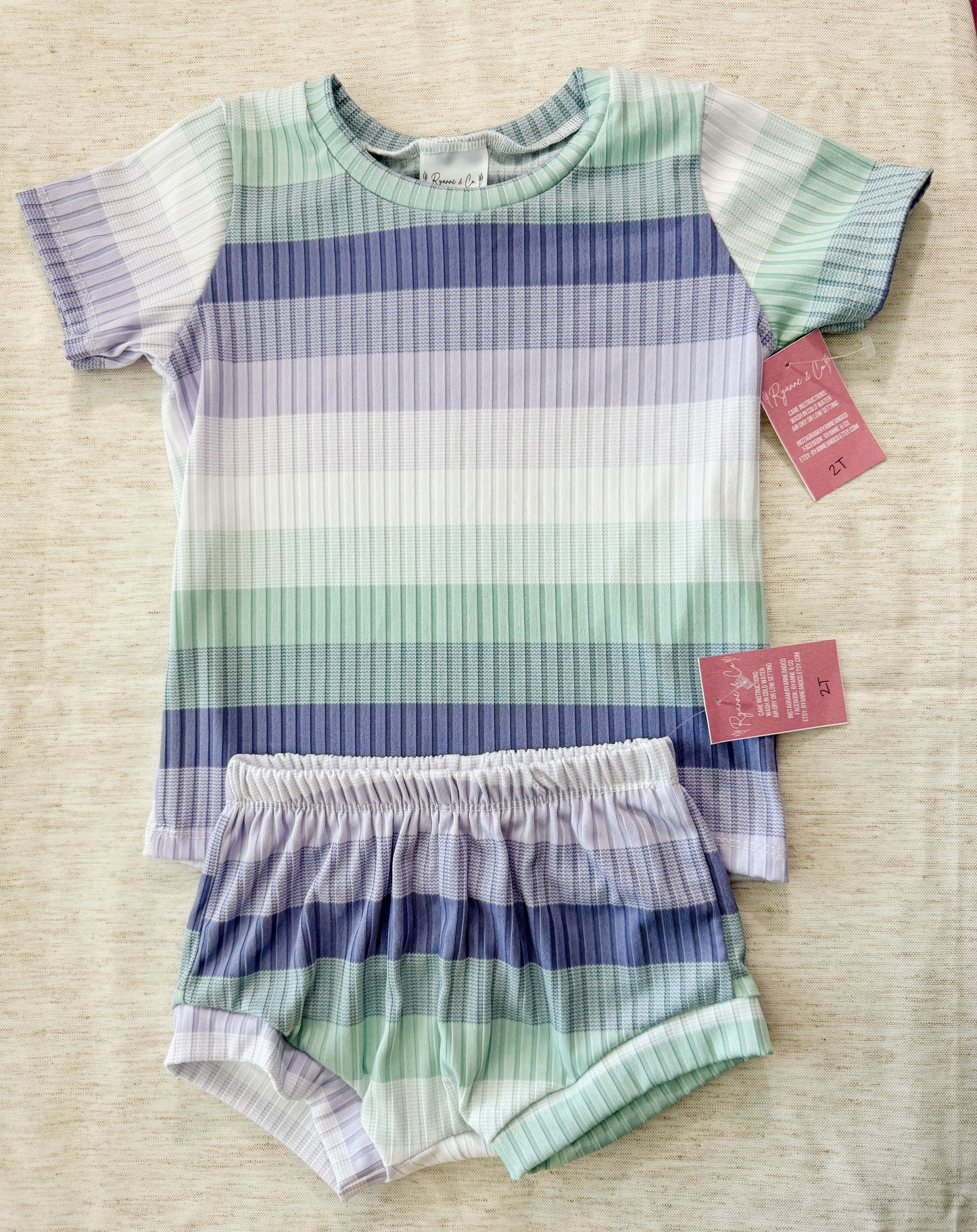 2T Stripe Basic Tee & Shorties - Ready to Ship